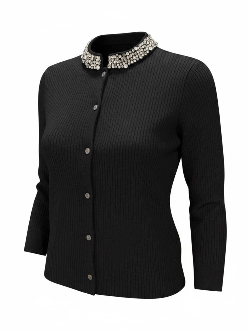 Ann Taylor Jeweled Collar Black Cardigan – Size S NWOT